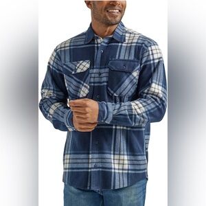 Wrangler Authentics Men's Long Sleeve Heavyweight Fleece Shirt in Total Eclipse